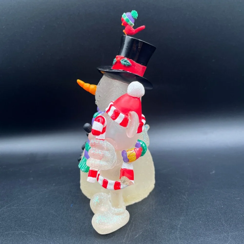 Disney Snowman Mickey Mouse Christmas Figurine Frosted Acrylic Holiday 6.75